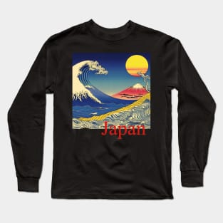 Psychedelic Japan Mt. Fuji Big Wave Sunrise by Kana Kanjin Long Sleeve T-Shirt